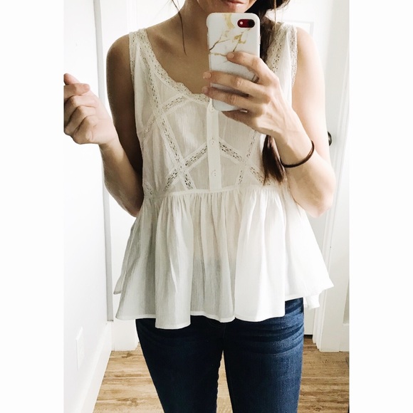 Current/Elliott Tops - ❗️current/elliott | lace peplum racerback tank